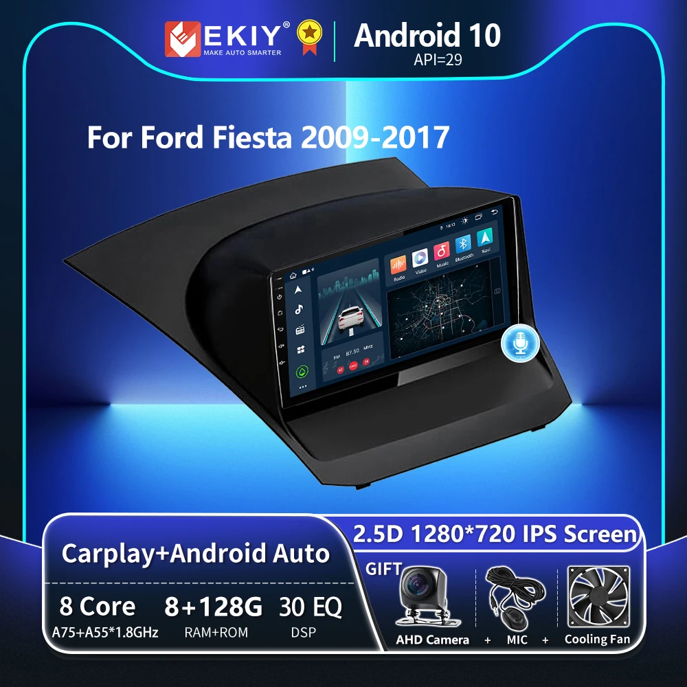 EKIY T8 For Ford Fiesta 2009 2017 Car Radio Multimedia System Tape