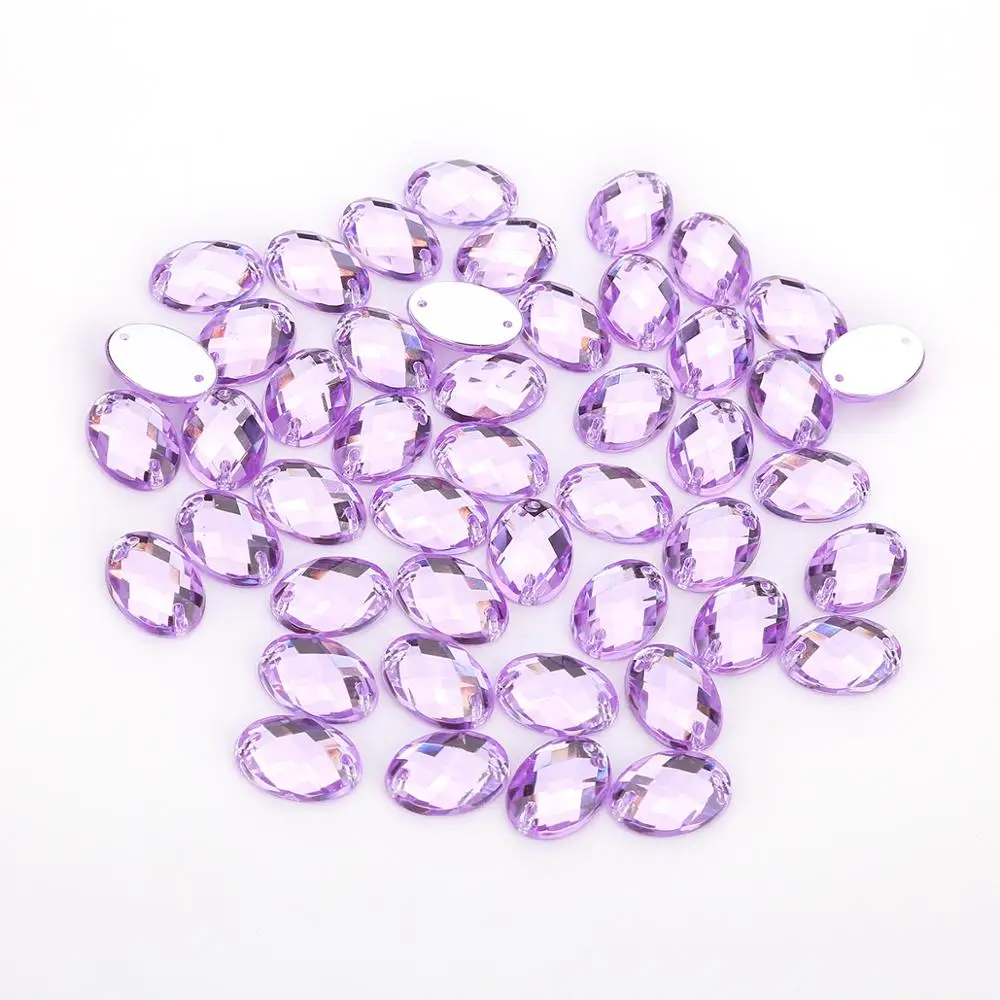 Purple 4 размера, цветные акриловые кристаллы, овальные камни, Стразы для шитья, бусины с плоской задней частью, сделай сам, сумки для свадебного платья, 17 цветов на выбор - Цвет: Purple