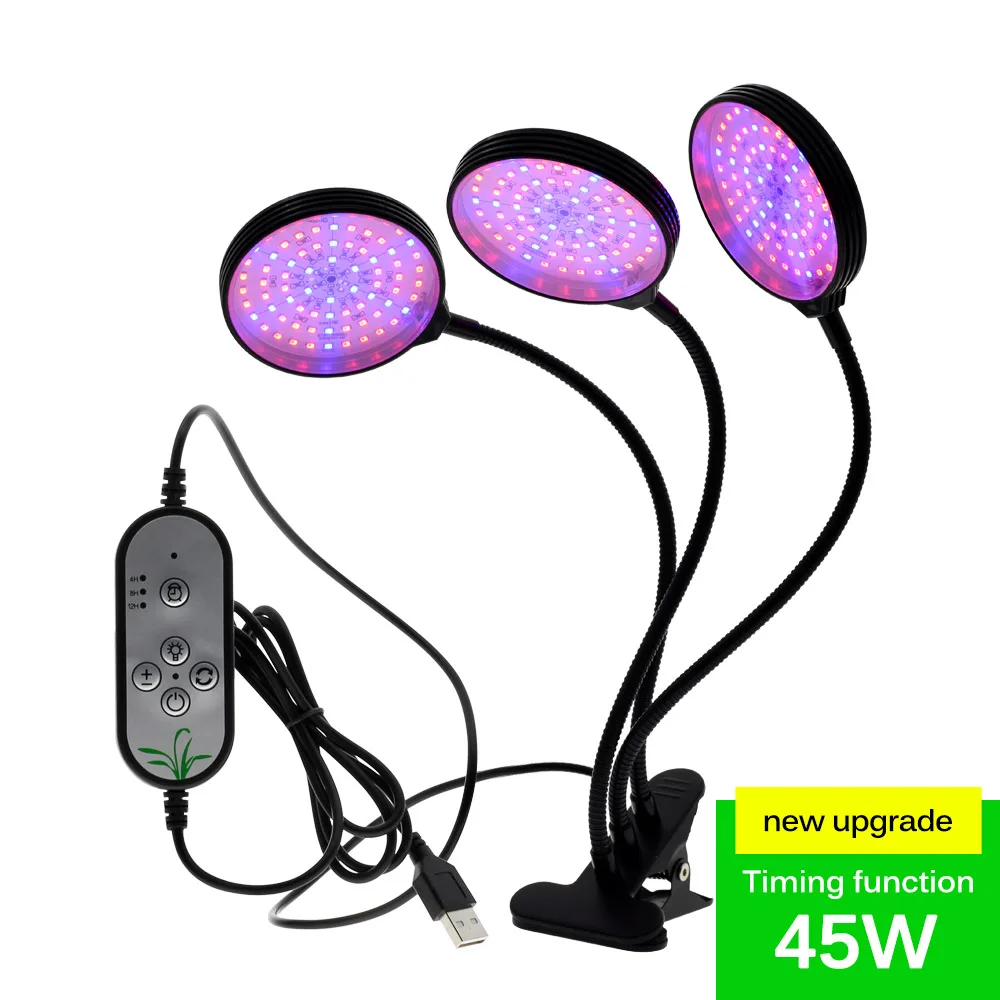 45W Полный спектр Phytolamps DC5V USB СВЕТОДИОДНЫЙ светильник для выращивания 3 Вт 9 Вт 15 Вт 18 Вт 27 Вт 30 Вт 45 Вт настольные Фито лампы с зажимом для растений цветы коробка для выращивания - Испускаемый цвет: 45W
