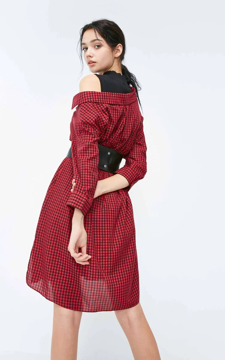 Vero Moda Новое поступление вязаный жилет клетчатое платье-рубашка | 3184SZ506