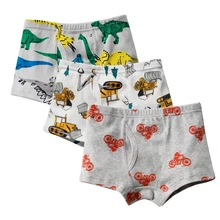 Нижнее белье для маленьких мальчиков детские шорты с рисунками, трусы для малышей, боксеры для мальчика, с динозавром, в полоску, трусы для подростков, От 2 до 11 лет, 3 шт