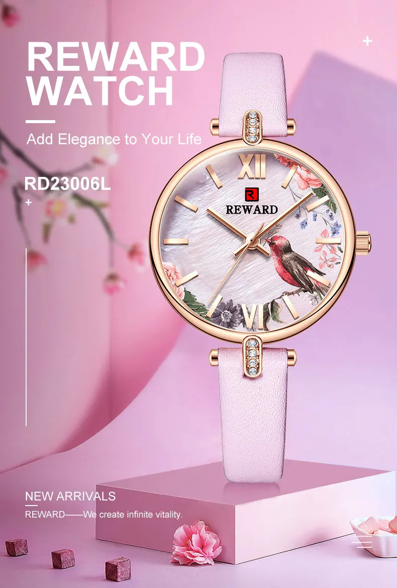 New Reward Casual Vintage Women Wristwatches Japanese Quartz Watch Cheap Ultra Thin Timepiece Leather Wrist Watches for Females