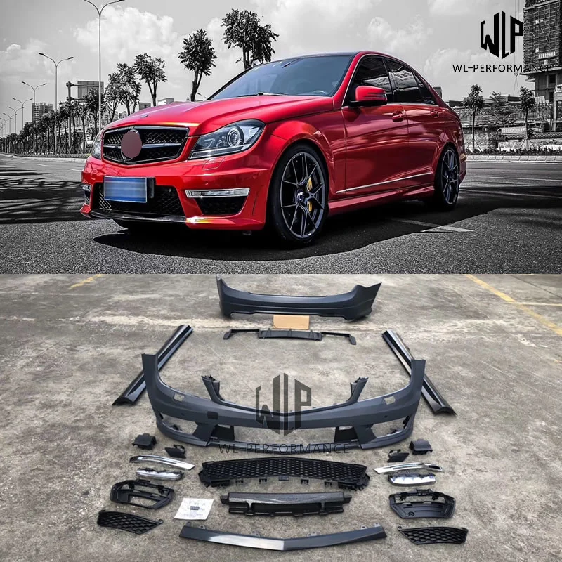 

W204 C300 C63 Pp Неокрашенный Комплект кузова автомобиля передний задний бампер боковые юбки для Mercedes-benz W204 C63 Amg 06-12