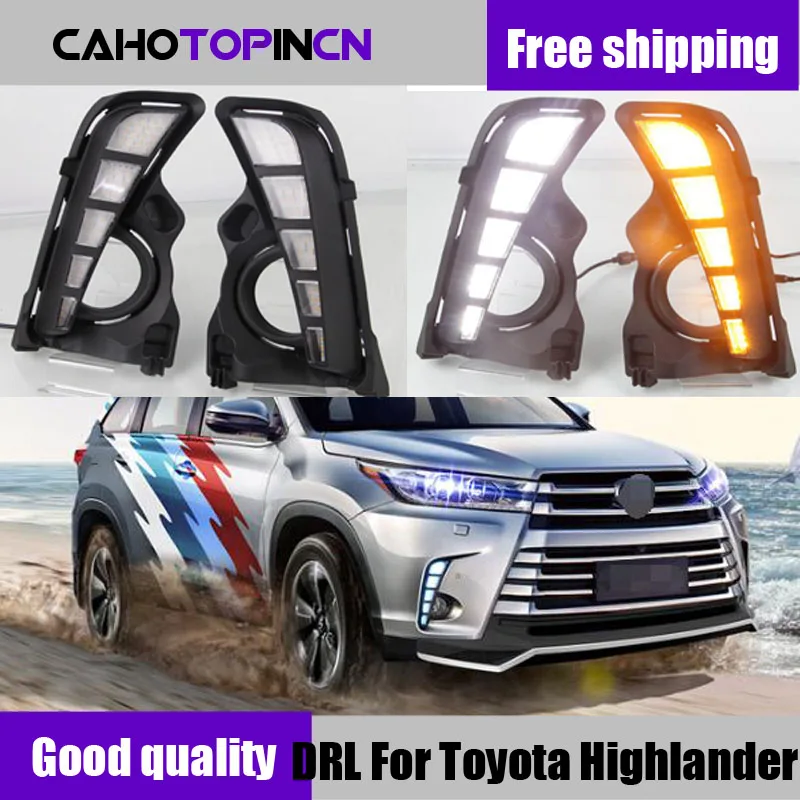 Дневной ходовой светильник для Toyota Highlander 2018 2019 Водонепроницаемый Автомобильный