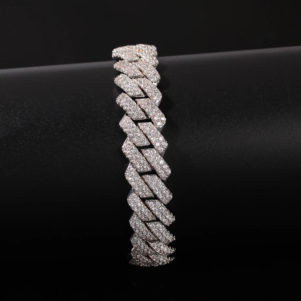 13mm Copper 2Row form Curb Cuban Bracelet Iced Out CZ Bracelet Gold Silver Color For Men Luxury Box Clasp Drop Shipping
