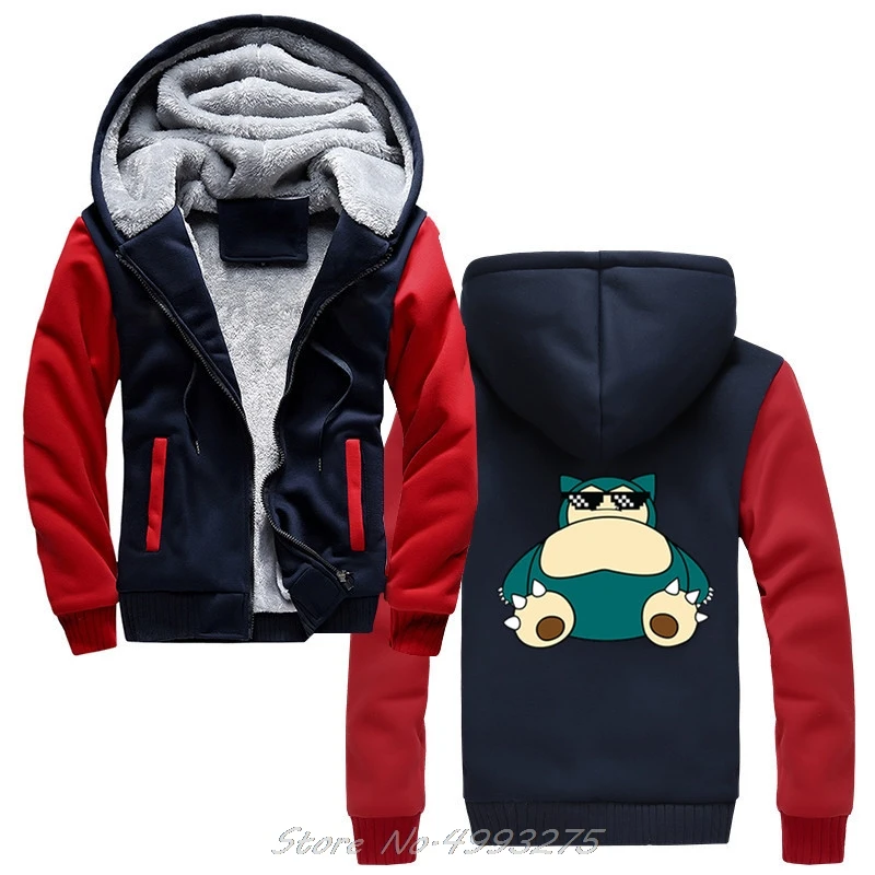 Snorlax Thug Pokemon мужские толстовки Zelda уличная Мужская Зимняя шерстяная куртка с подкладкой утепленные толстовки