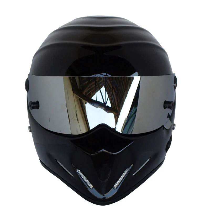 gloss silver Высокое качество мотоциклетный шлем ATV-4 6 8 Профессиональный мотоциклетный шлем для картинга гонок Стекловолоконная оболочка DOT сертификация - Цвет: gloss silver