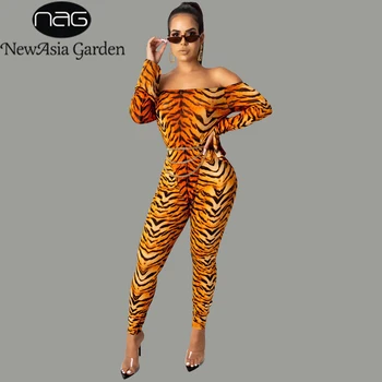 

NewAsia Garden Two Piece Set Snake Print 2 Piece Pants Sets Women Slash Neck Flare Sleeve Top Club Outfits Plus Size Streetwear