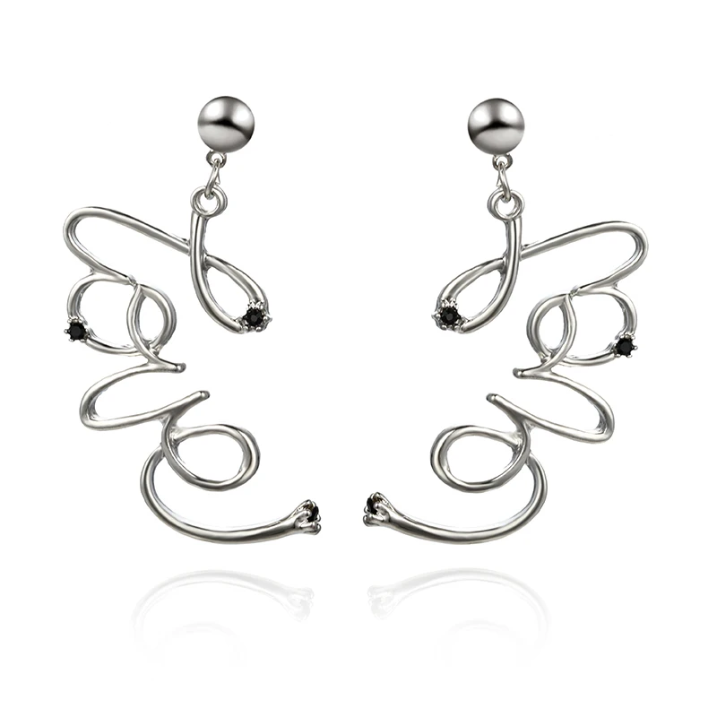 

2019 New Earring for Women Big Simple Crooked Silver Color Earrings Long Drop Earrings boho jewelry Gift for Best friend