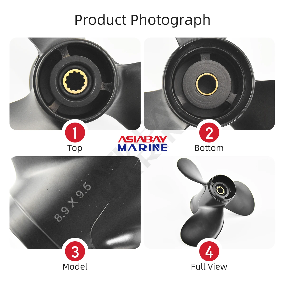 8.9 * 9.5 For Tohatsu Mercury 3B2B64519-1 8hp 9.9 hp Marine Propeller Outboard Aluminum Alloy Screw 12 Spline Boat Part Marine Propeller