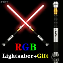 Pqbd rgb sabre de luz metal hilt soundfonts volume 5 tipos de sons lanterna laser espada sabre led para crianças brinquedo cosplay