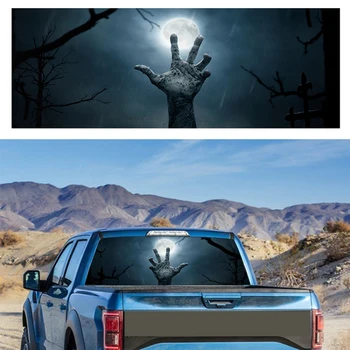 

1PCS Cemetery Cross Resurrection Car Rear Window Glass Graphic Color Sticker SUV Pickup Horror Car Universal Vehicle Sticker