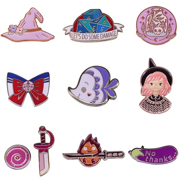 

20pcs/lot J1562 Geekcoco Fashion Cartoon Hat Enamel Pin Cute Fish Girl Brooch Collection Metal Lapel Badge Brooch Jewelry Gift