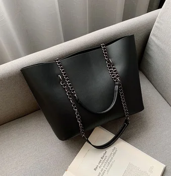 

2020 Chain High Capacity Handbags Travel Luxury Hand Bag Female Shoulder Bag Solid Color PU Leather Shoulder Bags For Women