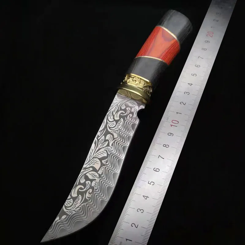 Дамасский стальной фиксированный нож 58HRC высокой твердости военный, для выживания нож кемпинг тактический карманный открытый охотничьи ножи