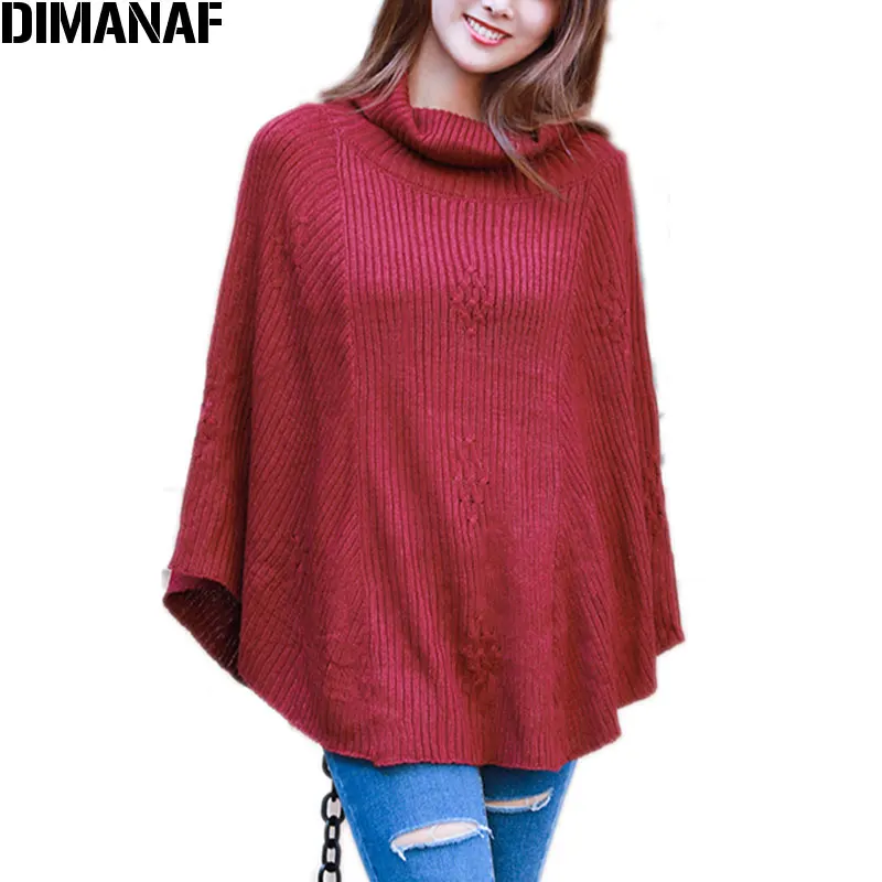 

DIMANAF Plus Size Women Sweater 2020 Autumn Turtleneck Batwing Sleeve Female Pullover Knitted Wool Thick Basic New Tops Casual