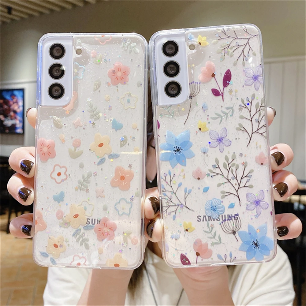 cute phone cases for samsung  Long Lanh Họa Tiết Hoạt Hình Dễ Thương Hoa Trong Suốt Mềm Mại Ốp Lưng Điện Thoại Samsung Galaxy S22 S21 S20 Plus FE Note 20 Cực A52 a72 A32 A50 A71 Bao samsung silicone