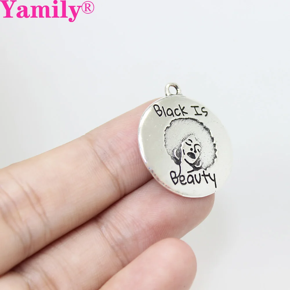 Yamily 10 шт./22 мм АНТИЧНЫЙ ТИБЕТСКИЙ посеребренный буквенный принт Black is beauty