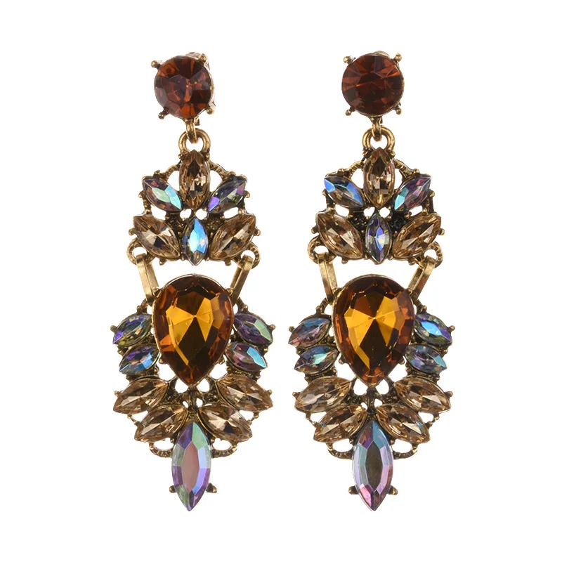 Dangle Earrings Boho Ethnic Water Crystal Drop Geometric Long Women Jewellery