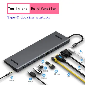 

10 in 1 USB C HUB Type C to HDMI RJ45 Docking Station for iPhone Xiaomi Huawei Samsung notebook mobile phone Power Adapter Dock
