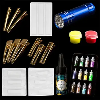 

Silicone Hairpin Mould Set Epoxy Resin Real Flower Hair Jewelry Making Mold Kit DIY Craft