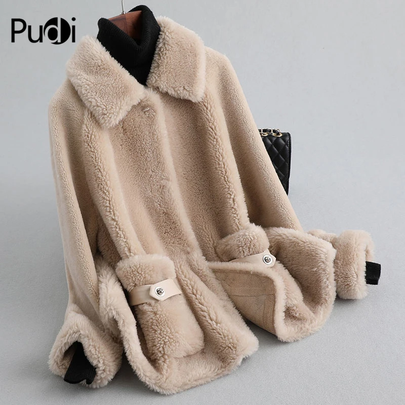 PUDI A19042 Женское зимнее классическое меховое пальто из натуральной шерсти зимняя теплая Дамская Меховая куртка, пальто