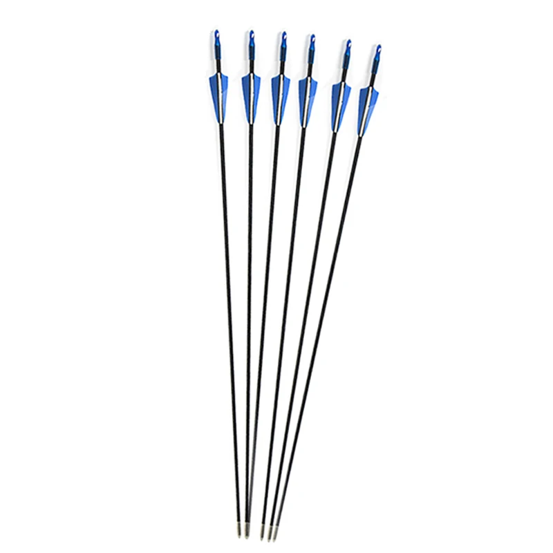 6pcs arrow Лук и стрела набор 51 дюймов Рекурсивный лук 40 фунтов демонтаж Деревянный Стояк прямой длинный лук с 6 шт синий стекловолокно стрелы и колчан - Цвет: 6pcs arrow