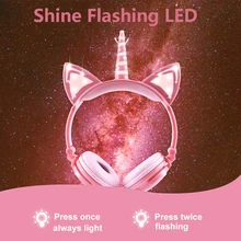 Наушники для девочек детей 3,5 мм проводной складной домашнее животное кошка Наушники "Кошка" милый легко переключать блеск мигает гарнитура со светодиодной вставкой для малыша