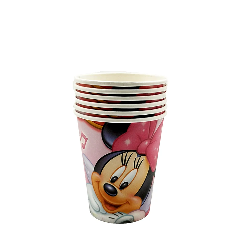 6pcs cup Вечерние скатерти с Минни Маус, чашка с флагом, украшение для дня рождения, Детские вечерние принадлежности - Цвет: 6pcs cup
