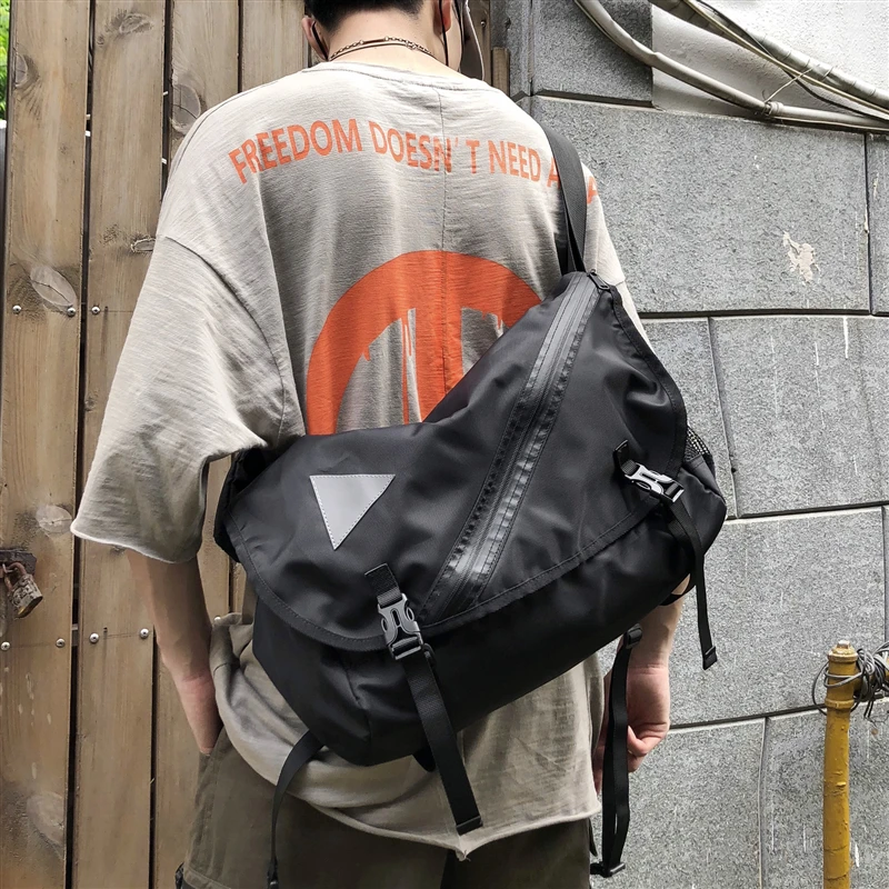 

large-capacity messenger bag men and women street hip hop Harajuku function bag shoulder bag tooling bag schoolbag men
