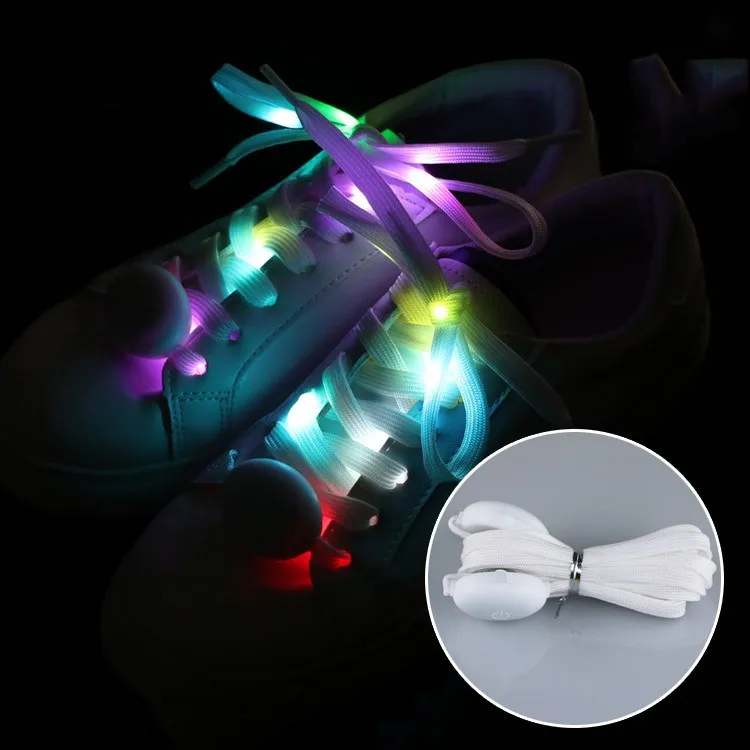 Цветной светодиодный светящийся шнурок, нейлоновый светящийся шнурок для обуви, флуоресцентный шнурок для ночного бега