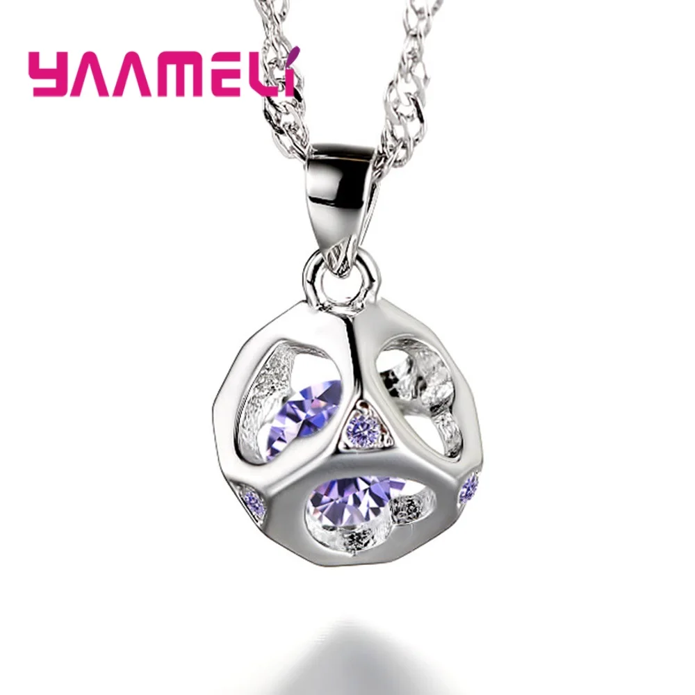

Hollow Box Cube Pendant Necklace for Best friend Birthday Gifts Solid 925 Sterling Silver CZ Crystal New Fashion Choker Collar