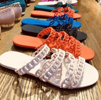 

2020 Summer Casual Style Jelly Shoes Women Sandals Flats Rivet Slippers Fashion Holiday Beach Woman Shoes Flip Flops Size 35-40
