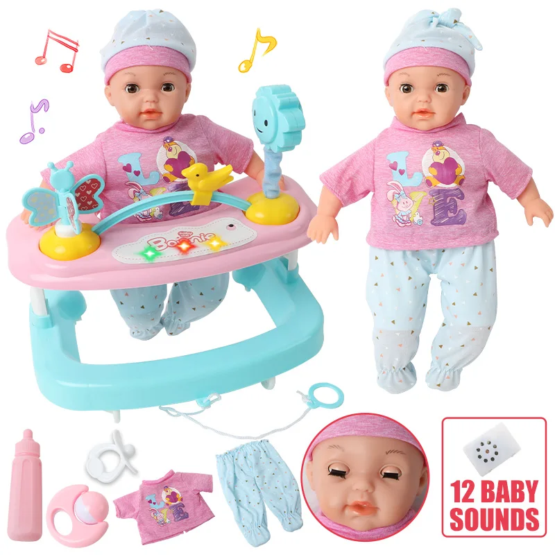 Кукла Bebe reborn 14 дюймов 36 см имитация звукового плюша силиконовая подушка Шейкер