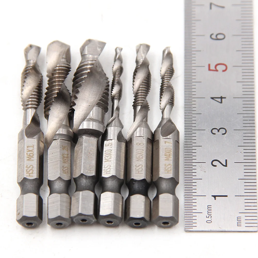Hex Shank Tap 6PCS Hex Drill Metric M35 Blue NACoating 6-Piece Set Steel for Industry Different Gift HSS Tap Drill Bit Hex Shank Tap 6PCS Hex Drill Metric M35 Blue NACoating 6-Piece Set Steel for Industry Different Gift HSS Tap Drill Bit