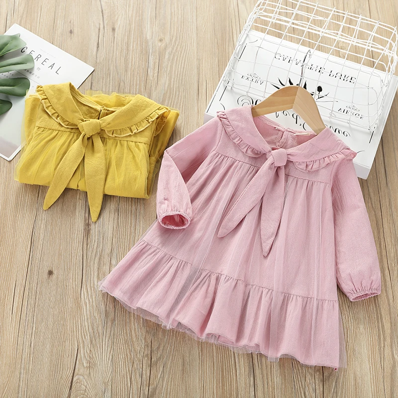 Sifafos/платье для маленьких девочек милые осенние детские платья с длинными рукавами и воротником «Питер Пэн» vestidos, детская одежда милые платья для девочек