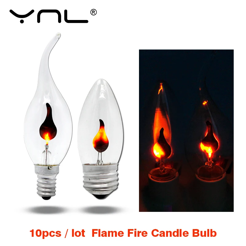 Eveready 10 x NEON Flicker Flame Candle Bulbs Small Edison Screw Cap E14 3 WATT 240 Volt W 