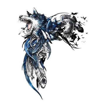 

PLAY COOL Funny Wolf and Feather Fashion Car Sticker Automobiles Motorcycles Exterior Accessories PVC Decals,18cm*13.4cm
