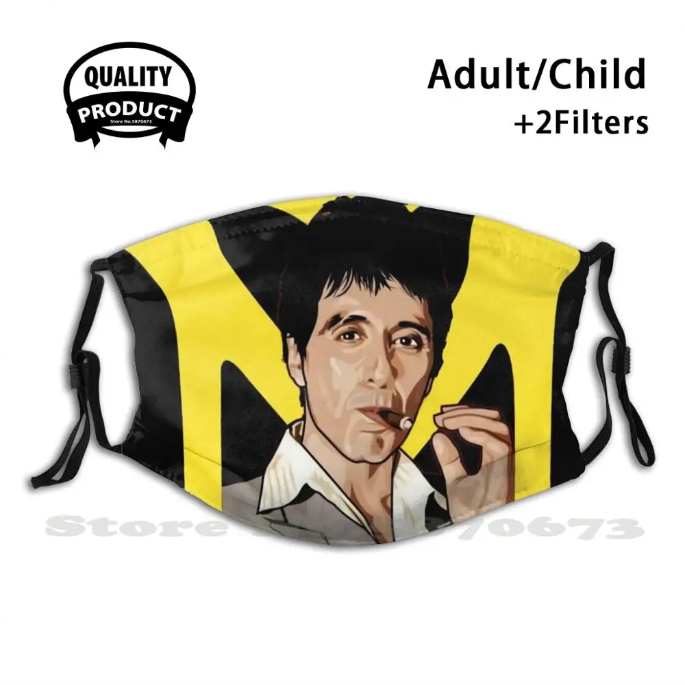 Tony Montana Scarface The World Is Yours Anti Dust Face Mask Washable Filter Reusable Michael Corlepne Vito Corleone | Аксессуары для