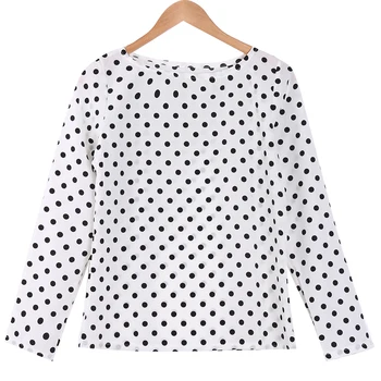 

Women Long sleeve Polka Dot Print T Shirt Top