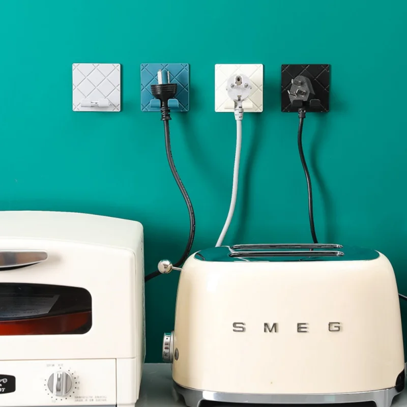 Home Office Wall Powerful Adhesive Plastic Power Plug Socket Holder Hanger Wall Storage Hook High Quality