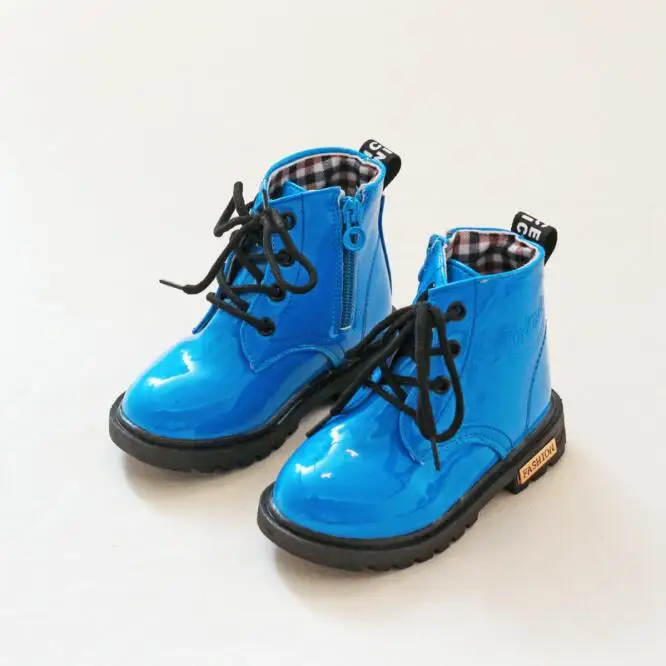 Г. Лидер продаж, детская обувь Ботинки martin для мальчиков и девочек короткие осенне-зимние водонепроницаемые зимние ботинки для мальчика с бархатным мехом - Цвет: single blue