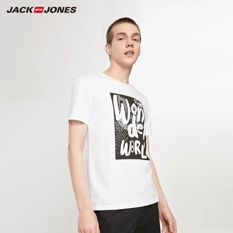 Мужская футболка с короткими рукавами JackJones 100% хлопок принтом 219201533 | одежда