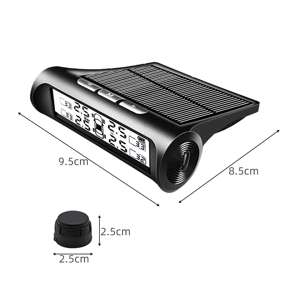 Автомобильный беспроводной солнечный датчик давления в шинах, usb зарядка, датчик давления в шинах, внешний датчик, датчик давления в шинах