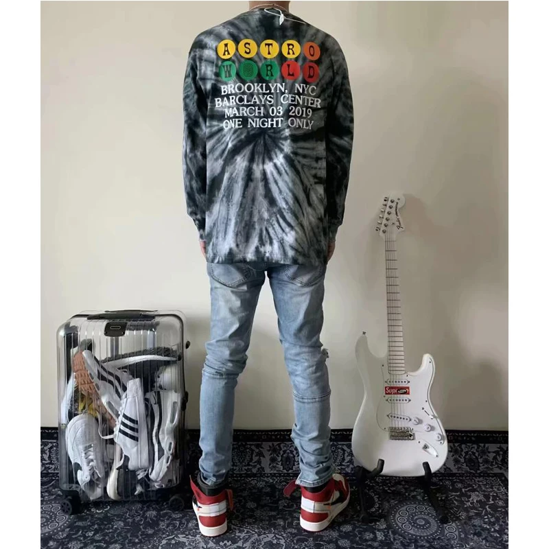 Мужские и женские футболки Astroworld t-shirt новая футболка с изображением Трэвиса Скотта, футболка с принтом граффити, галстук-краситель, астромир, топы