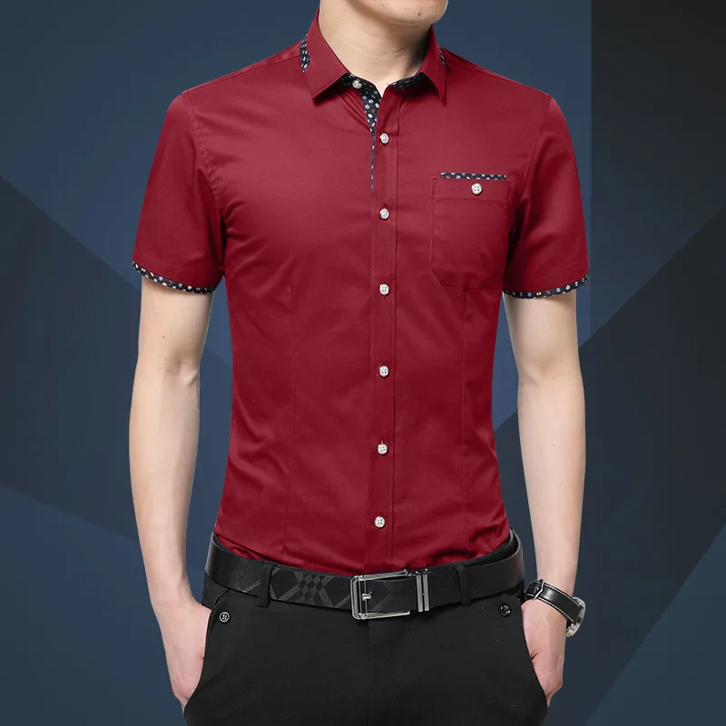 

2019 IFRICH Social Occasion Shirts Floral Pattern Short Sleeved Tops White Casual Men Shirts Plus Size M-5XL