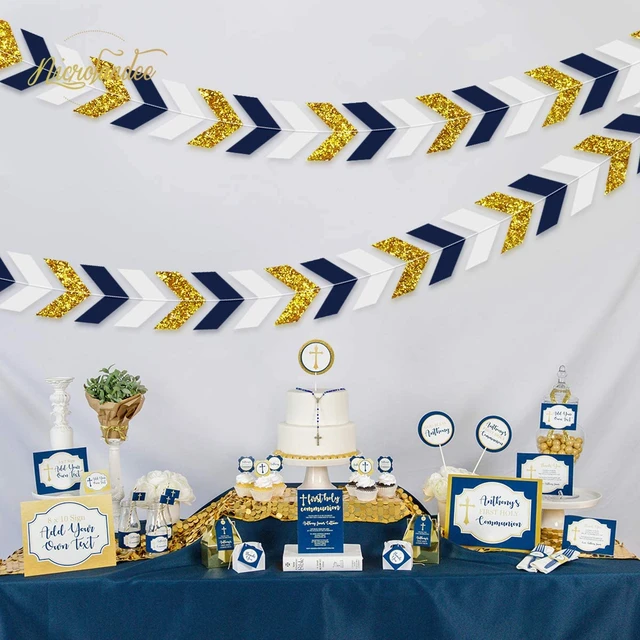 Nautical Party Decorations Navy Blue Paper Arrow Banner Garland Gold  Glitter Chevron Design Tribal Party - AliExpress