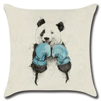 

Cartoon Cute Panda Theme Printed Pattern Pillow case Sets Linen Cotton Square Pillowcases digital printed pillowcase