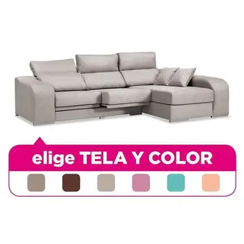 

Sofa Chaise Longue, 3 Seater, climb A domicile, choose fabric and Color ref-79
