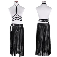 Женский панк черный кожаный регулируемый нагрудный ремень ремни 3 слоя поясной ремень Bralette для готического панк нарядное платье